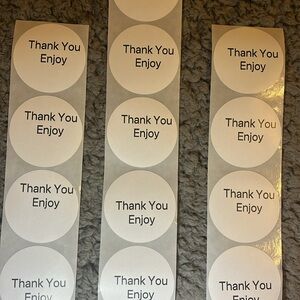 Hand Crafted Thank You Stickers 2” White Color 50 Total